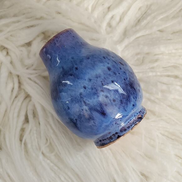 Small Blue Glazed Stoneware Hand Thrown Vase - Picture 3 of 5